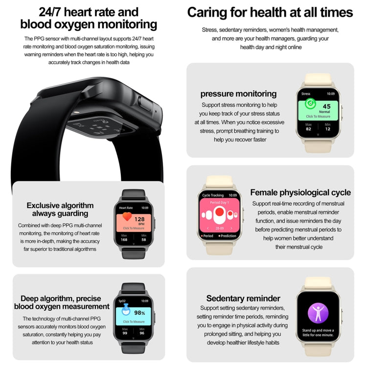 ZW36 1.83 inch BT Call Smart Watch, Blood oxygen / Blood Pressure / Heart Rate