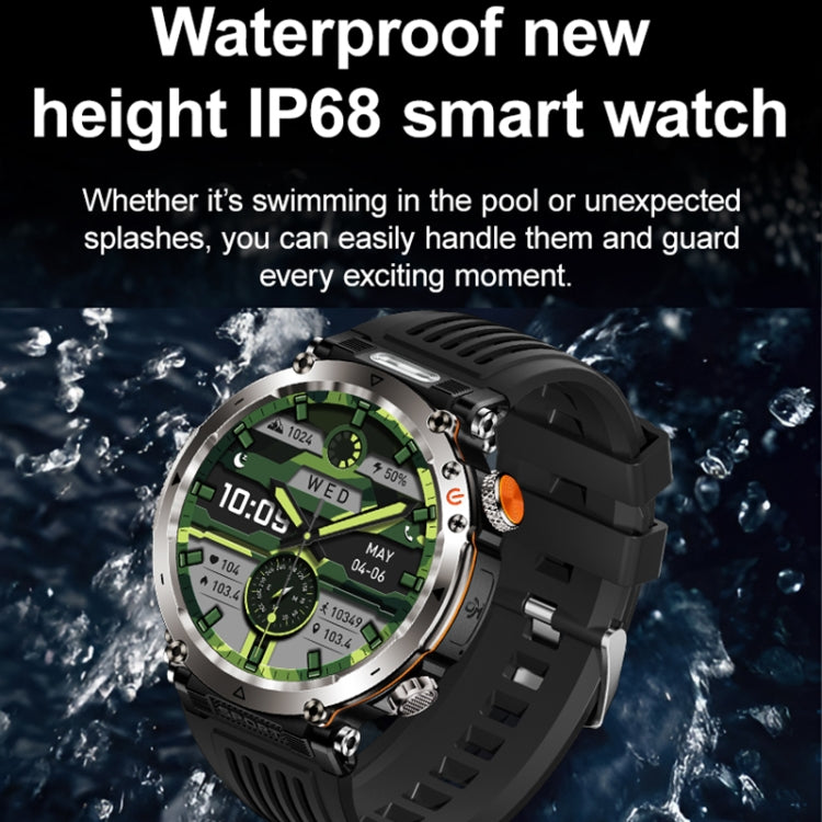 HT30 1.7 inch IP68 Waterproof Camouflage Silicone Band Smart Watch, Support Flashlight / Banknote Detector Light / Compass