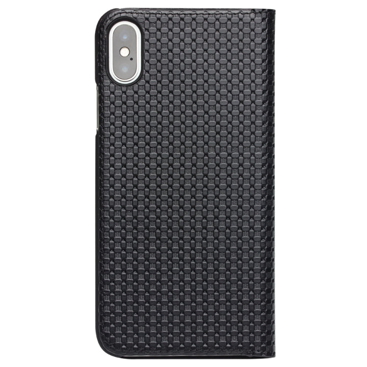 QIALINO Grid Texture Horizontal Flip Leather Case  with Smart View Window & Sleep / Wake-up Function, For iPhone XS / X