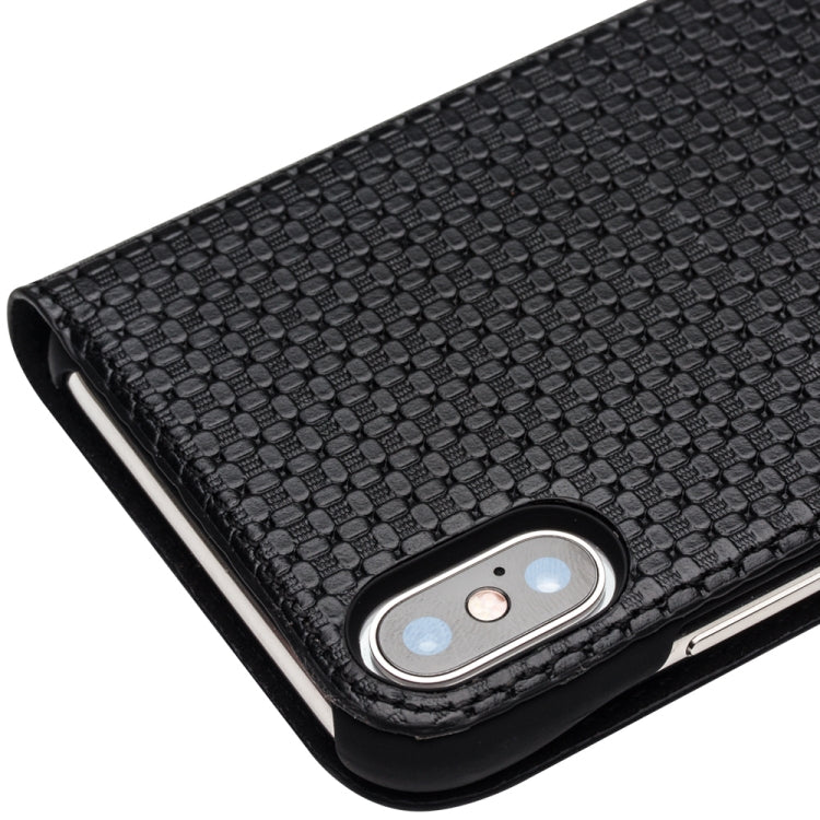QIALINO Grid Texture Horizontal Flip Leather Case  with Smart View Window & Sleep / Wake-up Function, For iPhone XS / X