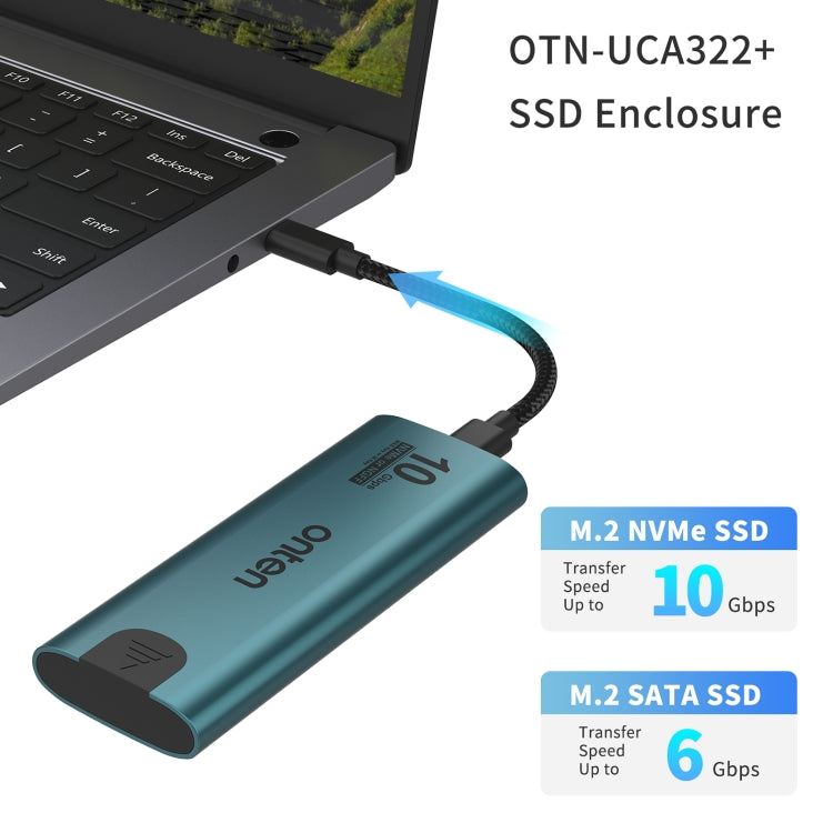 Onten UCA322+ 10Gbps M.2 M-key NVMe NGFF SSD Enclosure, Onten UCA322+