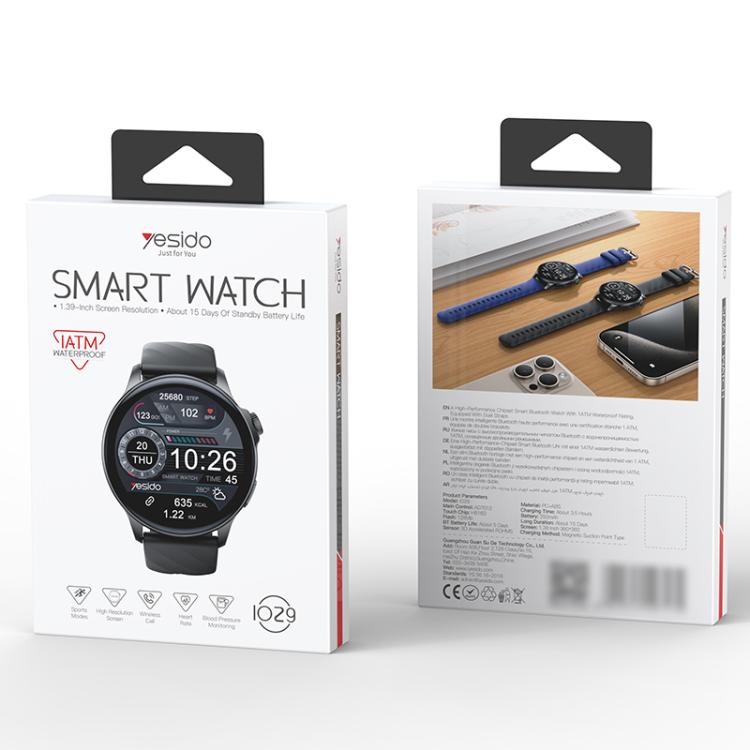 Yesido IO29 Waterproof Smart BT Watch, 1.39 inch Screen, Support BT Call / Heart Rate, IO29