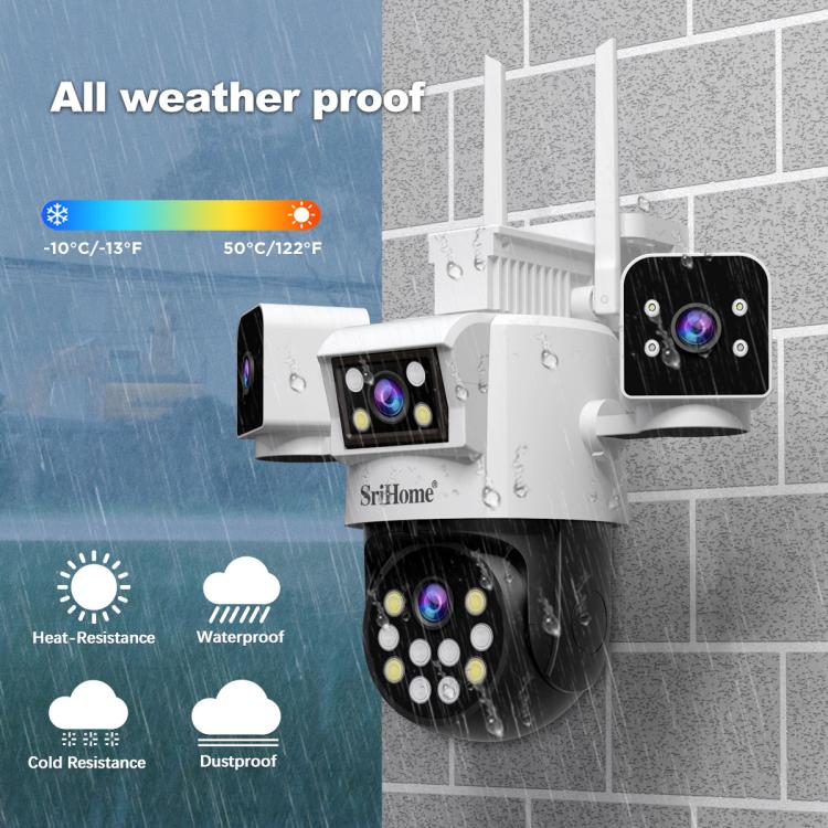 SriHome SH066 8MP HD Quad Lens Security Camera, Support Full Color Night Vision / Two-way Audio, EU Plug, US Plug, UK Plug, AU Plug