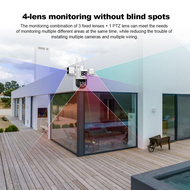 SriHome SH066 8MP HD Quad Lens Security Camera, Support Full Color Night Vision / Two-way Audio, EU Plug, US Plug, UK Plug, AU Plug