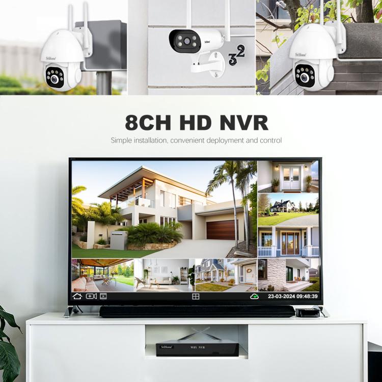 SriHome NVS001E-IPC039B 5MP 8CH HD NVR Wireless Cameras Set, US Plug, EU Plug, AU Plug, UK Plug