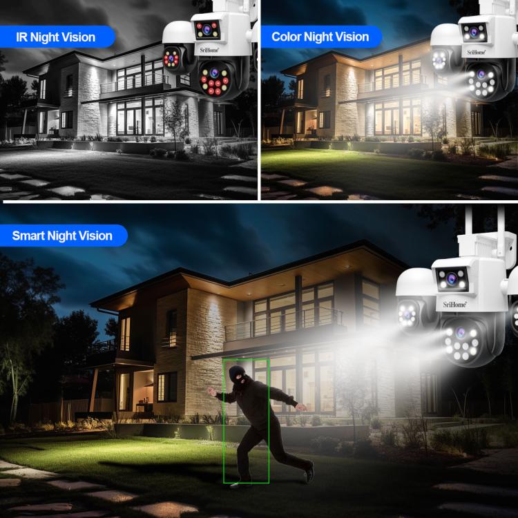 SriHome SH069 8MP 3X Digital Zoom HD Quad-lens Security Camera, US Plug, EU Plug, AU Plug, UK Plug
