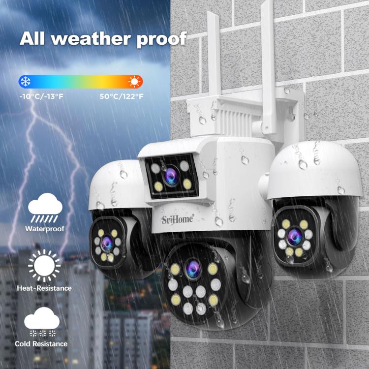 SriHome SH069 8MP 3X Digital Zoom HD Quad-lens Security Camera, US Plug, EU Plug, AU Plug, UK Plug