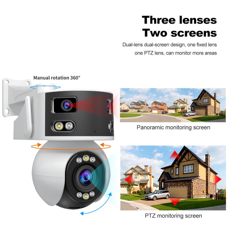 SriHome SH055 8MP HD Multi-lens 5X Optical Zoom Lens Panoramic PTZ Dome Camera, SH055