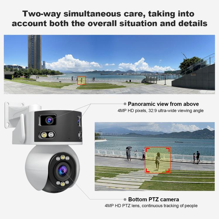SriHome SH055B 8MP HD Multi-lens Super Wide Angle Panoramic PTZ Dome Camera, SH055B