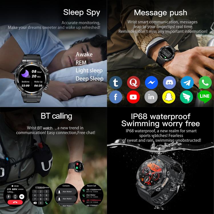 AK61 BT Call Smart Watch, Support Blood Pressure / Heart Rate / Sports Health Monitoring Fitness Tracker