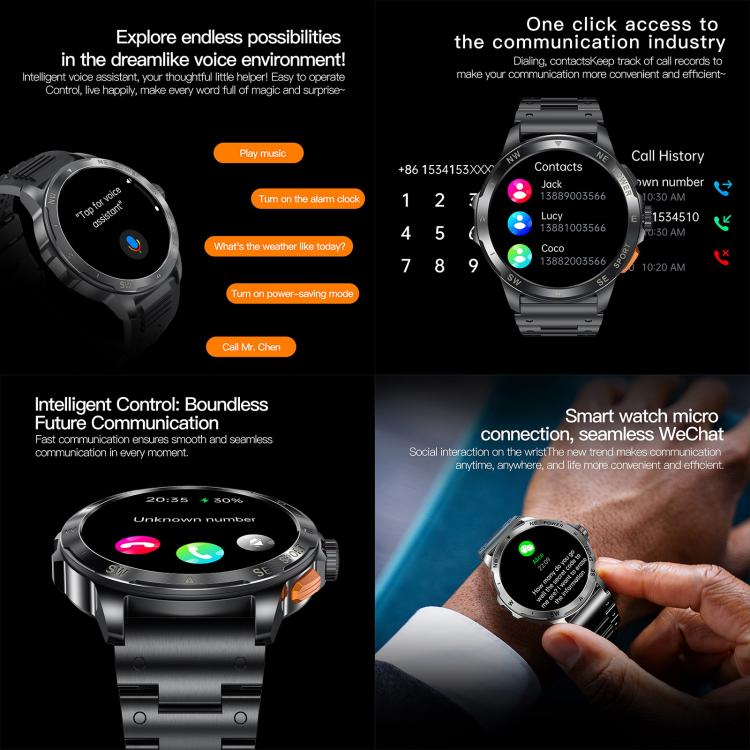 AK77 BT Call Smart Watch, Support Blood Oxygen / Blood Pressure / Heart Rate / Sports Health Monitoring Fitness Tracker