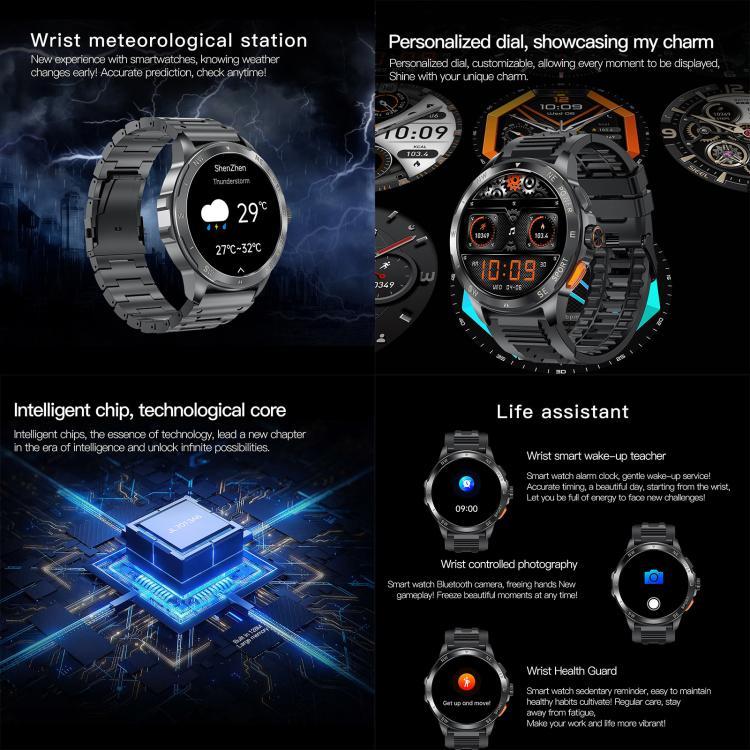 AK77 BT Call Smart Watch, Support Blood Oxygen / Blood Pressure / Heart Rate / Sports Health Monitoring Fitness Tracker