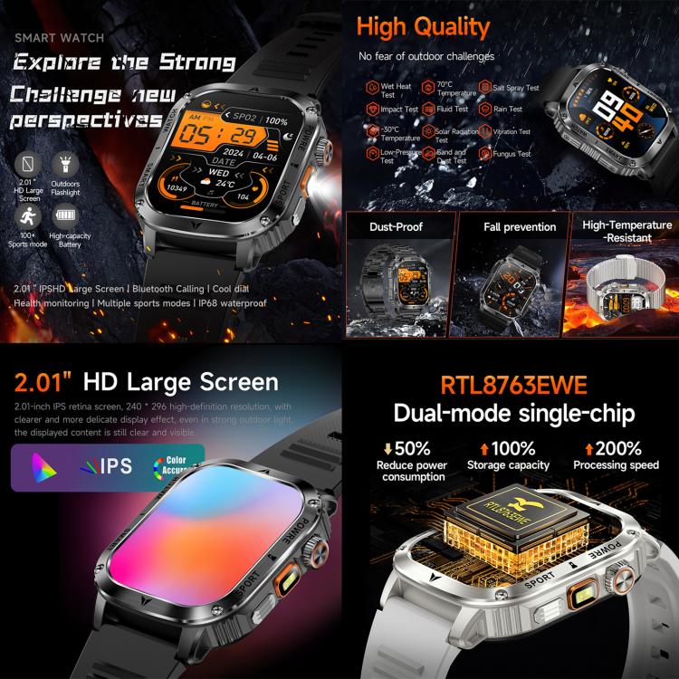 AK80 BT Call Smart Watch, Support Blood Oxygen / Blood Pressure / Heart Rate / Sports Health Monitoring Fitness Tracker