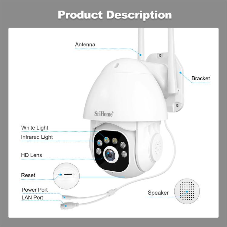 SriHome NVS010-IPC039 5MP 4 Channel 10.1 inch IPS Screen WiFi Network Video Recorder Set, NVS010-IPC039