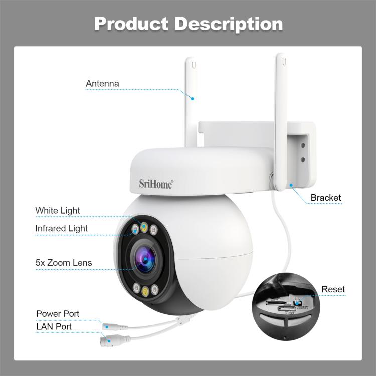 SriHome NVS001-IPC051 4MP 8CH HD NVR Wireless Security Camera System Kit, NVS001-IPC051