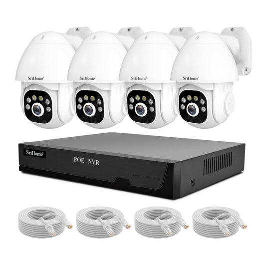 SriHome NVS005-PoE039 5MP 4CH HD PoE NVR Security Camera System Kit, NVS005-PoE039