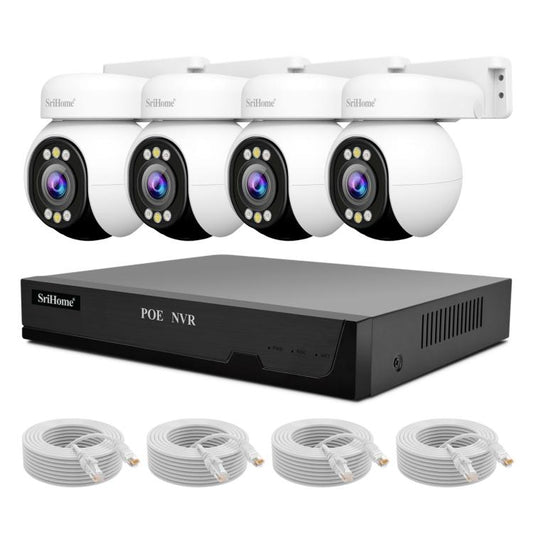 SriHome NVS005-PoE051 4MP 4CH HD PoE NVR Security Camera System Kit, NVS005-PoE051