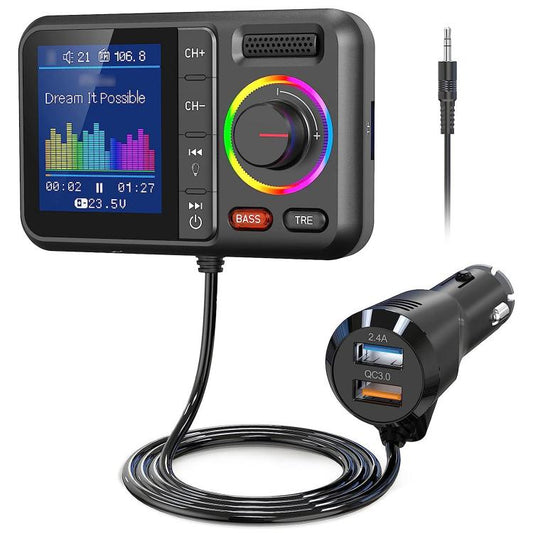 BT98 Colorful Screen Car Bluetooth MP3 Player FM Transmitter Cigarette Lighter Charging, BT98