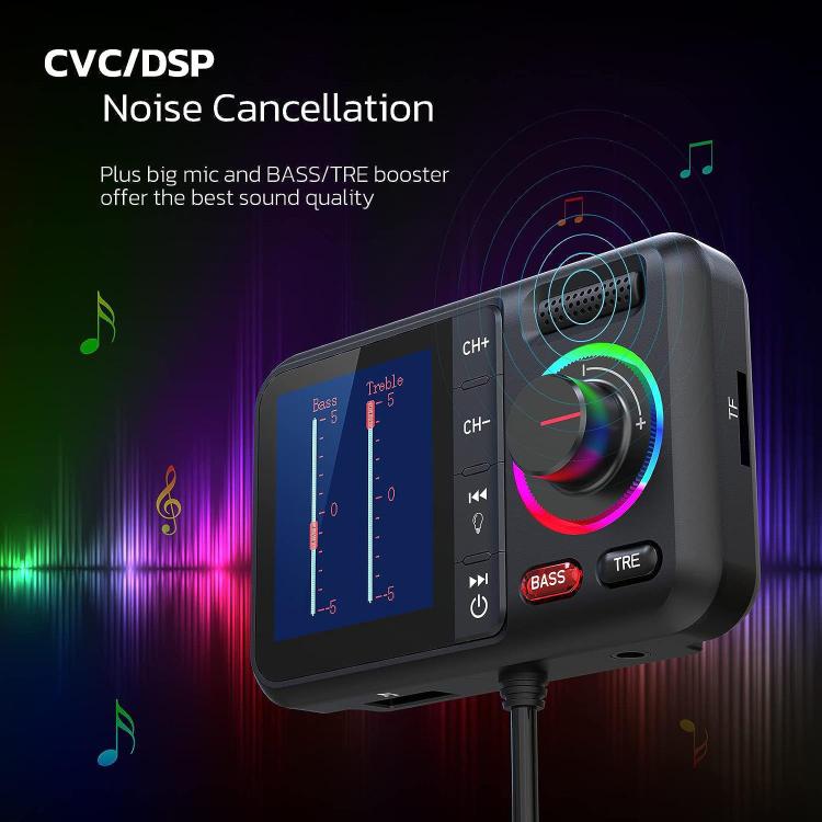 BT98 Colorful Screen Car Bluetooth MP3 Player FM Transmitter Cigarette Lighter Charging, BT98