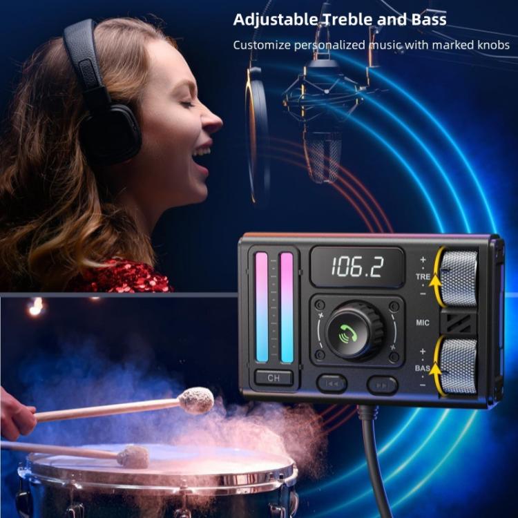 MT02 Car Bluetooth MP3 Player Bass AUX FM Transmitter Cigarette Lighter Charging, MT02