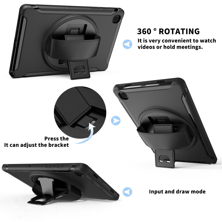 360 Degree Rotation PC + TPU Protective Case with Holder & Hand-strap & Pen Slot, For Samsung Galaxy Tab A7 (2020) T500/T505, For iPad Air 2022 / 2020 10.9, For iPad Air 2022 / 2020