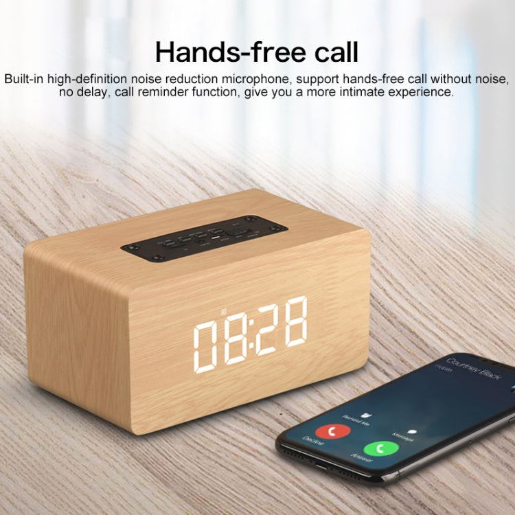 W5C Subwoofer Wooden Clock Bluetooth Speaker, Support TF Card & 3.5mm AUX, Brown Wood, Yellow Wood