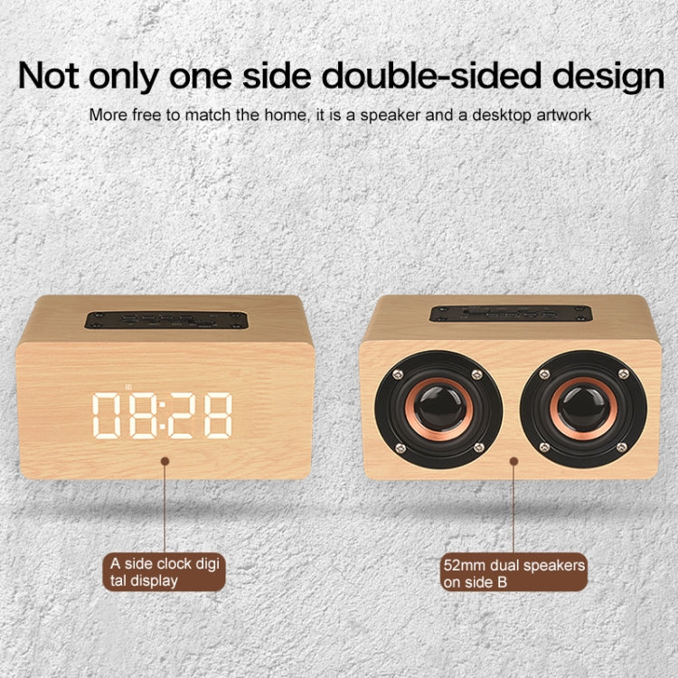 W5C Subwoofer Wooden Clock Bluetooth Speaker, Support TF Card & 3.5mm AUX, Brown Wood, Yellow Wood
