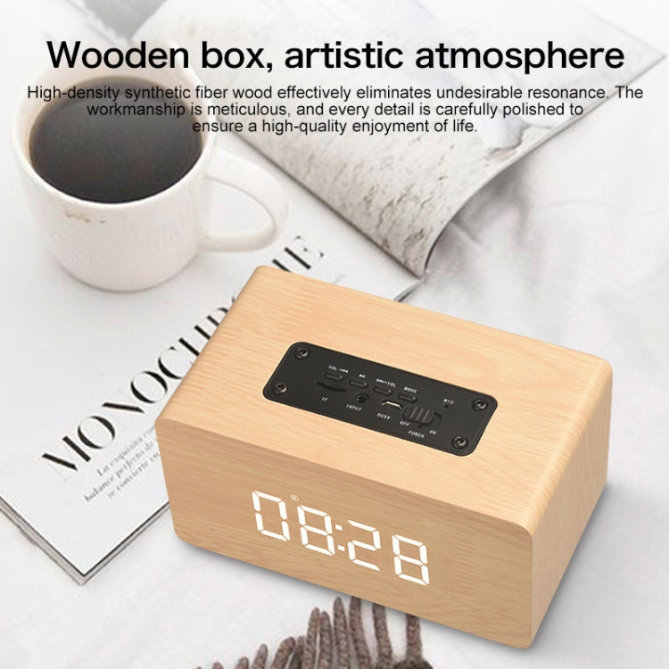 W5C Subwoofer Wooden Clock Bluetooth Speaker, Support TF Card & 3.5mm AUX, Brown Wood, Yellow Wood