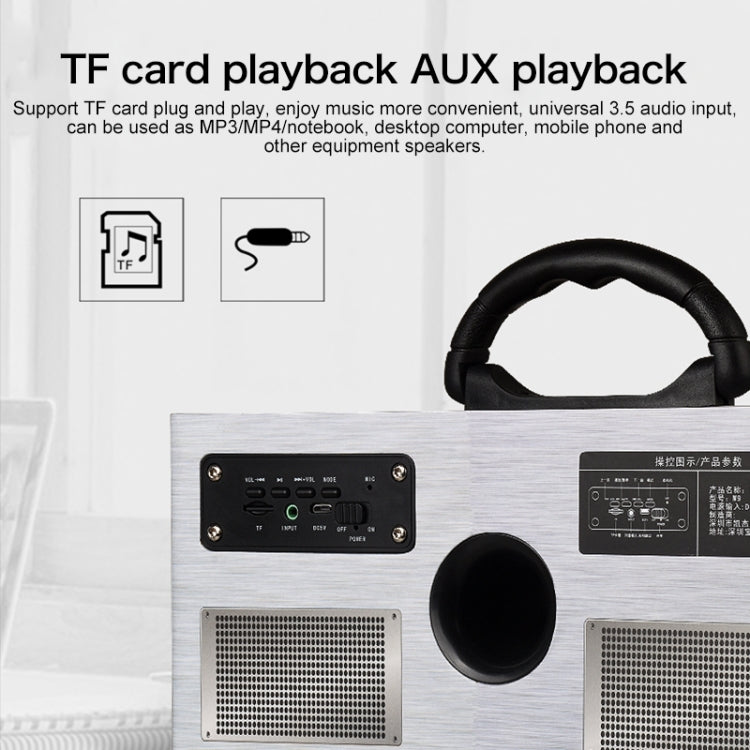 W9 Portable Retro Wooden Bluetooth Speaker, Support TF Card & 3.5mm AUX