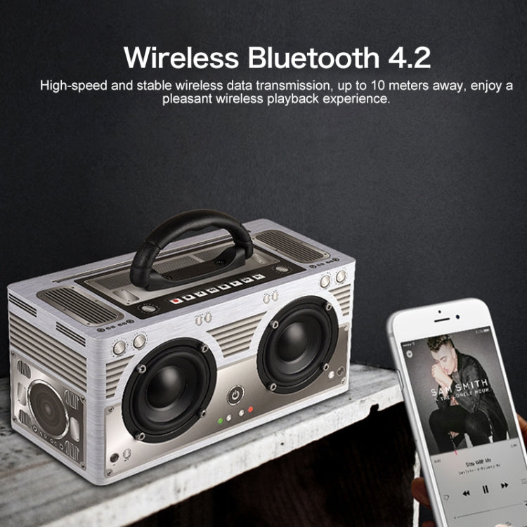 W9 Portable Retro Wooden Bluetooth Speaker, Support TF Card & 3.5mm AUX