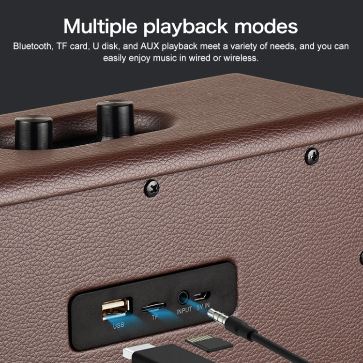 D30 Portable Subwoofer Wooden Bluetooth 4.2 Speaker, Support TF Card & 3.5mm AUX & U Disk Play