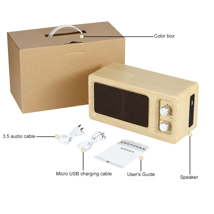 D60 Subwoofer Wooden Bluetooth 4.2 Speaker, Support TF Card & 3.5mm AUX & U Disk Play