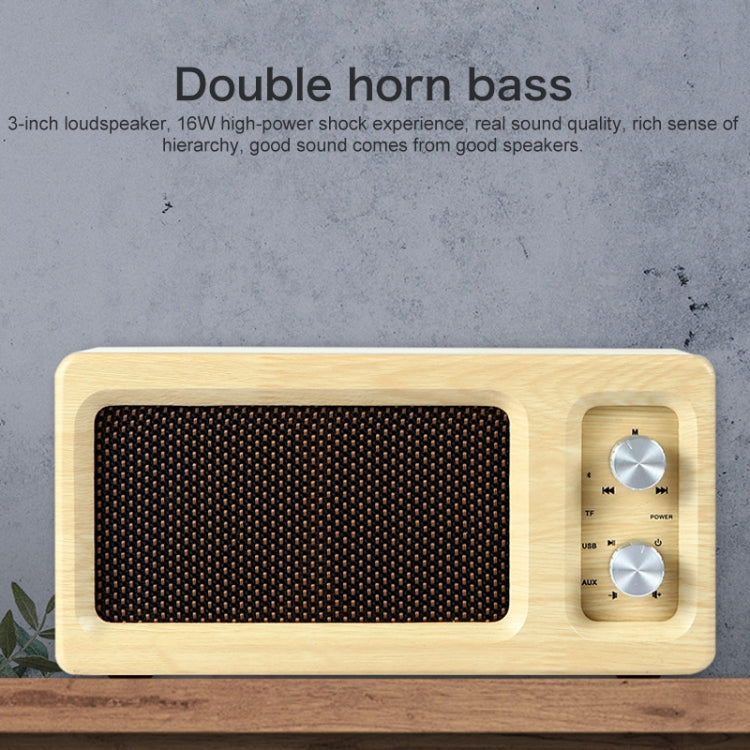 D60 Subwoofer Wooden Bluetooth 4.2 Speaker, Support TF Card & 3.5mm AUX & U Disk Play