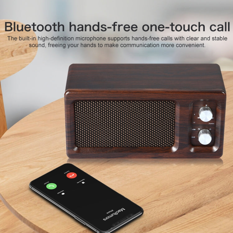D60 Subwoofer Wooden Bluetooth 4.2 Speaker, Support TF Card & 3.5mm AUX & U Disk Play