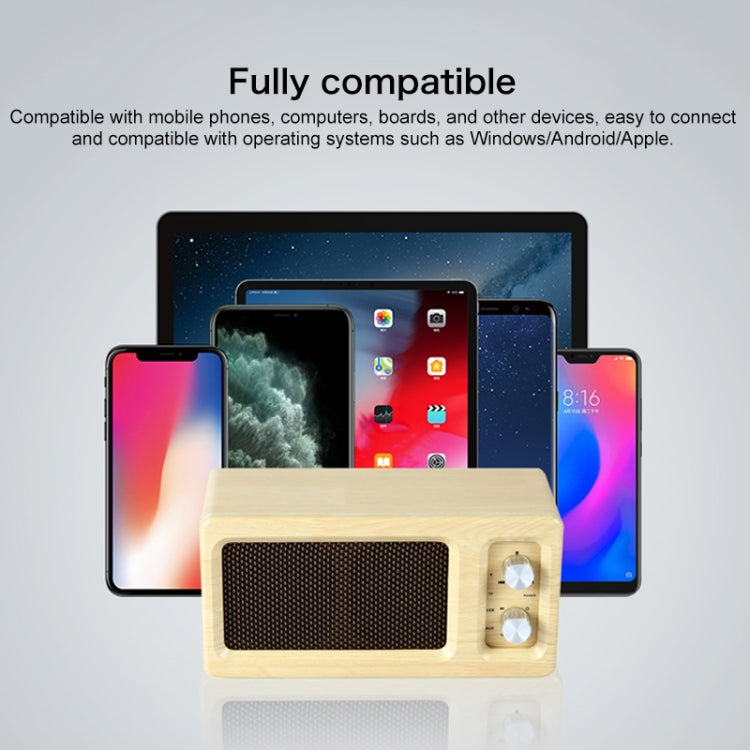 D60 Subwoofer Wooden Bluetooth 4.2 Speaker, Support TF Card & 3.5mm AUX & U Disk Play