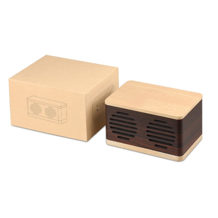 D70 QI Standard Subwoofer Wooden Bluetooth 4.2 Speaker, Support TF Card & 3.5mm AUX, Yellow, Brown