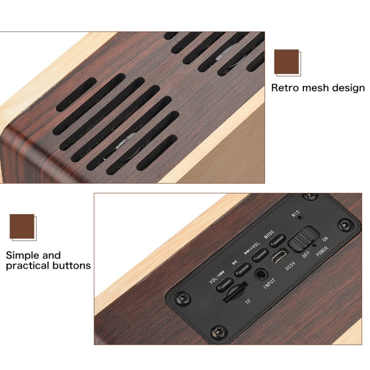 D70 QI Standard Subwoofer Wooden Bluetooth 4.2 Speaker, Support TF Card & 3.5mm AUX, Yellow, Brown