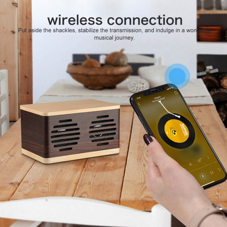 D70 QI Standard Subwoofer Wooden Bluetooth 4.2 Speaker, Support TF Card & 3.5mm AUX, Yellow, Brown