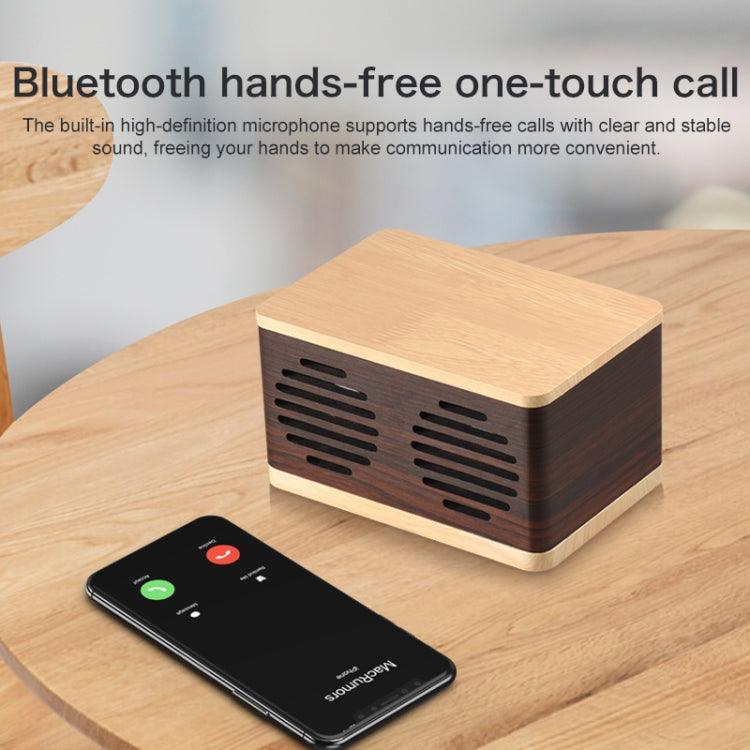 D70 QI Standard Subwoofer Wooden Bluetooth 4.2 Speaker, Support TF Card & 3.5mm AUX, Yellow, Brown