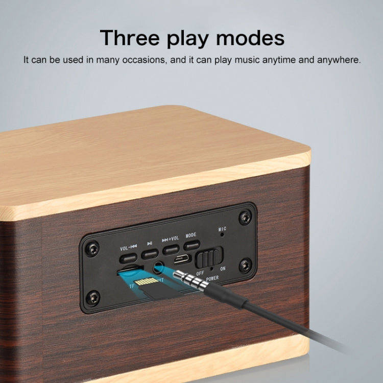 D70 QI Standard Subwoofer Wooden Bluetooth 4.2 Speaker, Support TF Card & 3.5mm AUX, Yellow, Brown