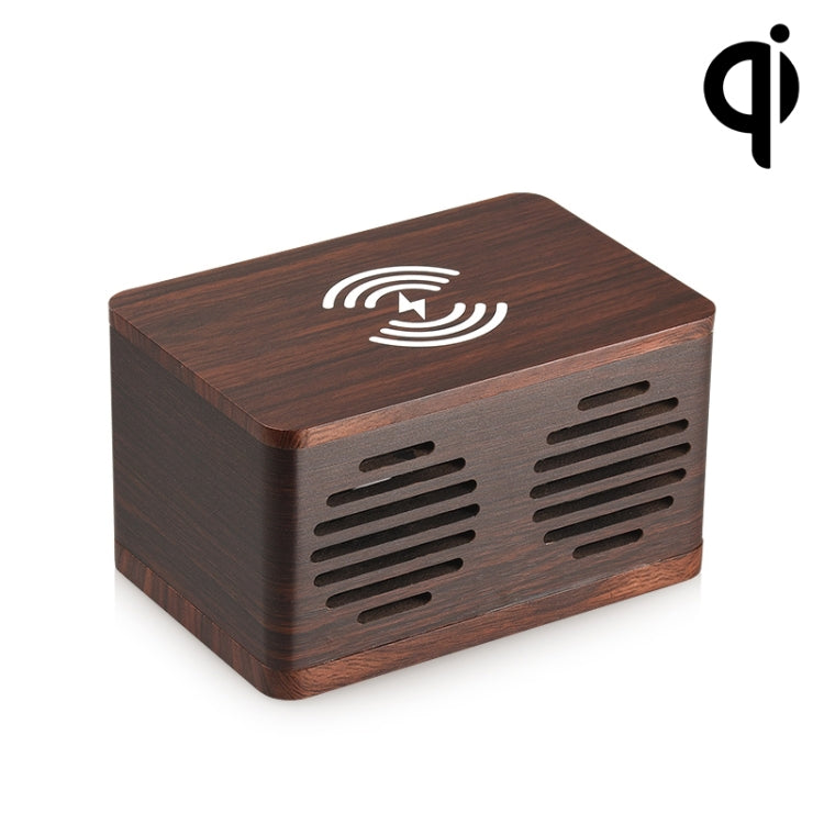 D70 QI Standard Subwoofer Wooden Bluetooth 4.2 Speaker, Support TF Card & 3.5mm AUX, Yellow, Brown
