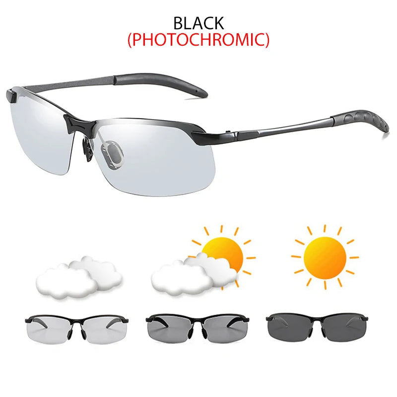 FUQIAN Photochromic Sunglasses Men Women Vintage Metal Polarized Sun Glasses For Male Night Vision Driving Sunglass