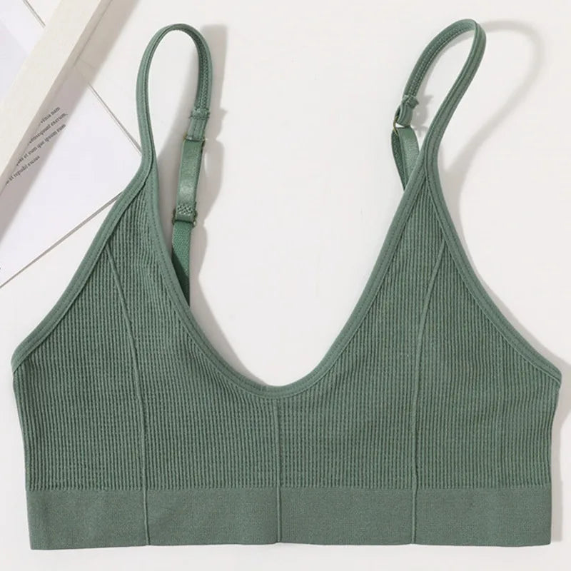 Seamless Tube Tops Women Push Up Bras U-shaped Back Bra Sexy Lingerie Female Brassiere Adjust Straps Ribbed Sports Underwear