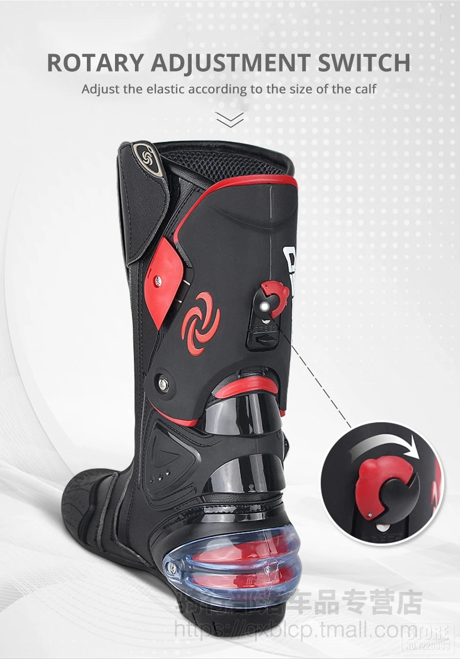 Motorcycle Boots Men Women Riding Mid-Calf Ankle Protective Shoes Moto Motorbike Equipment Racing Long Boot B1001