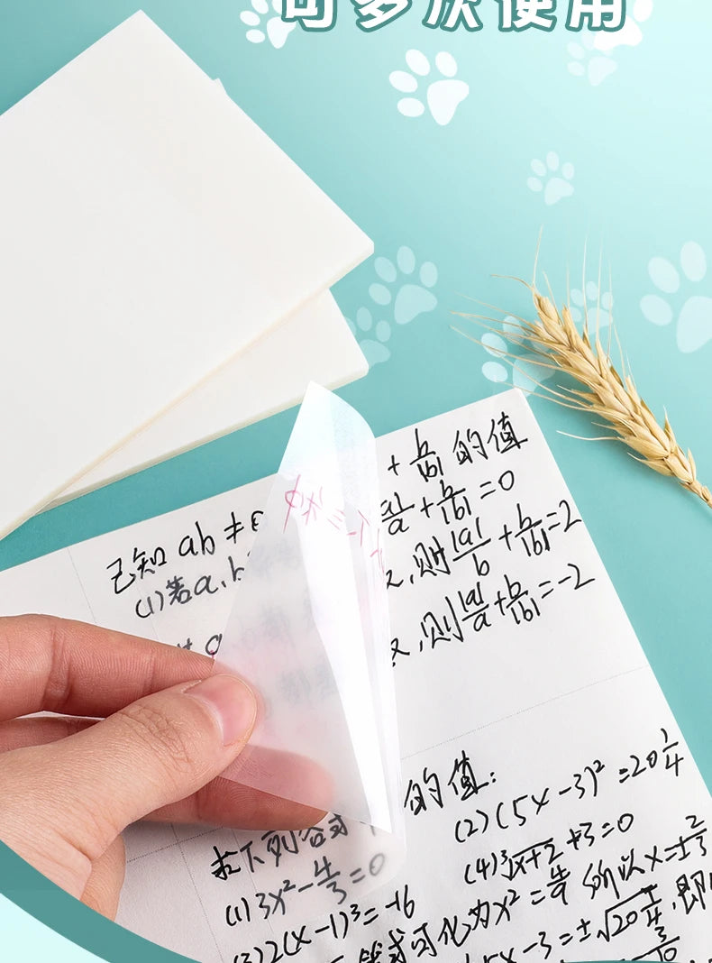 MOHAMM 50/100 Sheets Transparent Waterproof Posted It Sticky Note Pads Notepads Posits for School Stationery Office Supplies