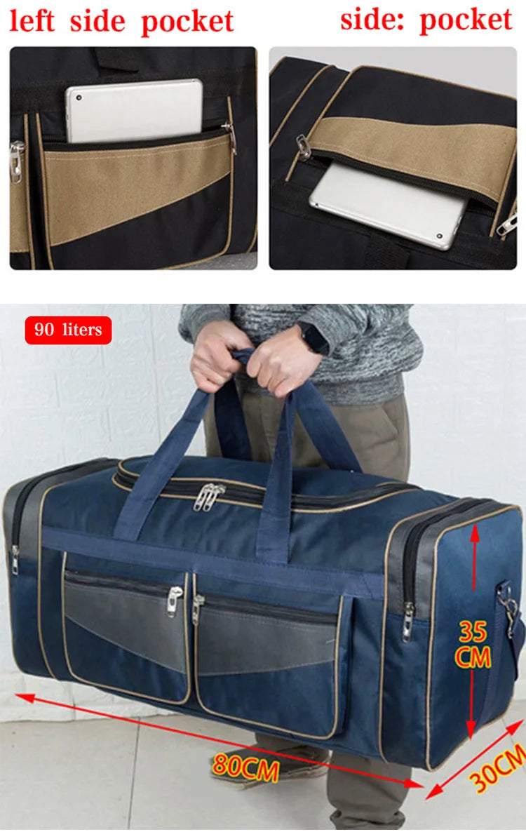 60L 90L Travel Duffle Handbags Large Traveling Tas For Women Men Gym Fitness Luggage Outdoor Bag Sack Trip Shoulder Pack XA15WD