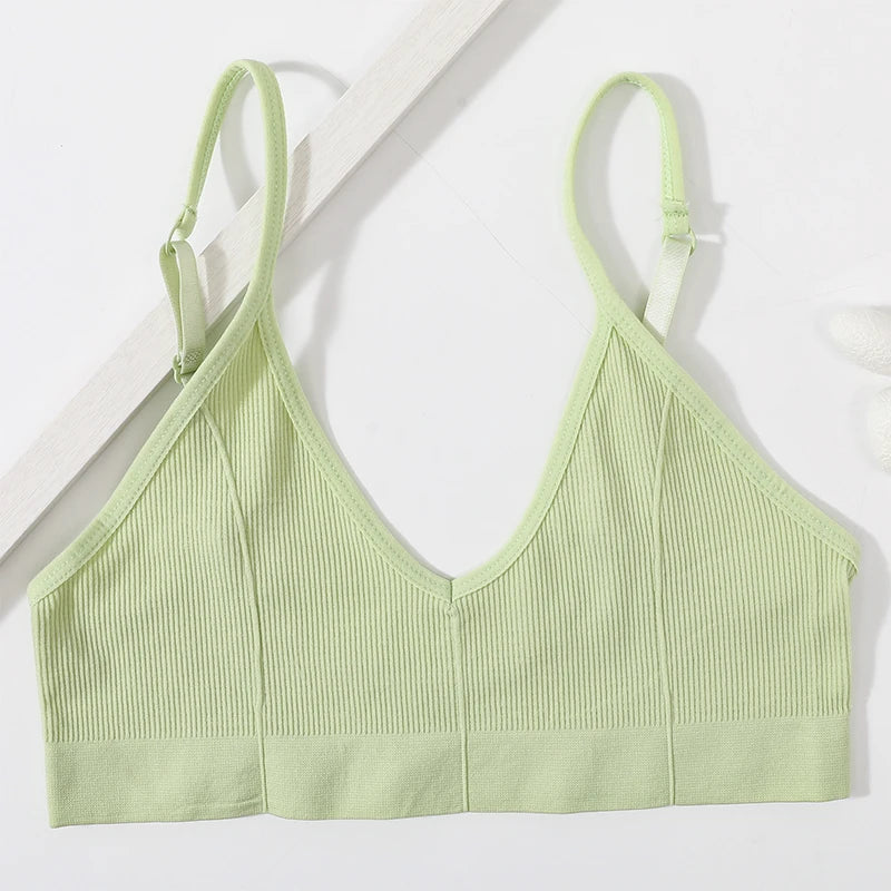 Seamless Tube Tops Women Push Up Bras U-shaped Back Bra Sexy Lingerie Female Brassiere Adjust Straps Ribbed Sports Underwear