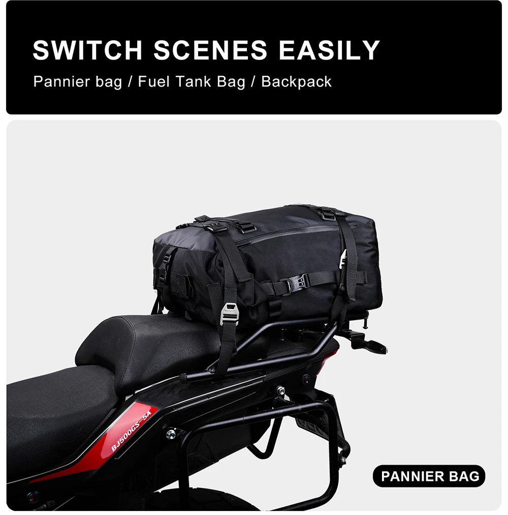Motorbike Motorcycle Luggage Pack Multi-Function Waterproof Motocross Rear Seat Bag 10L 20L 30L Outdoor Riding Backpack