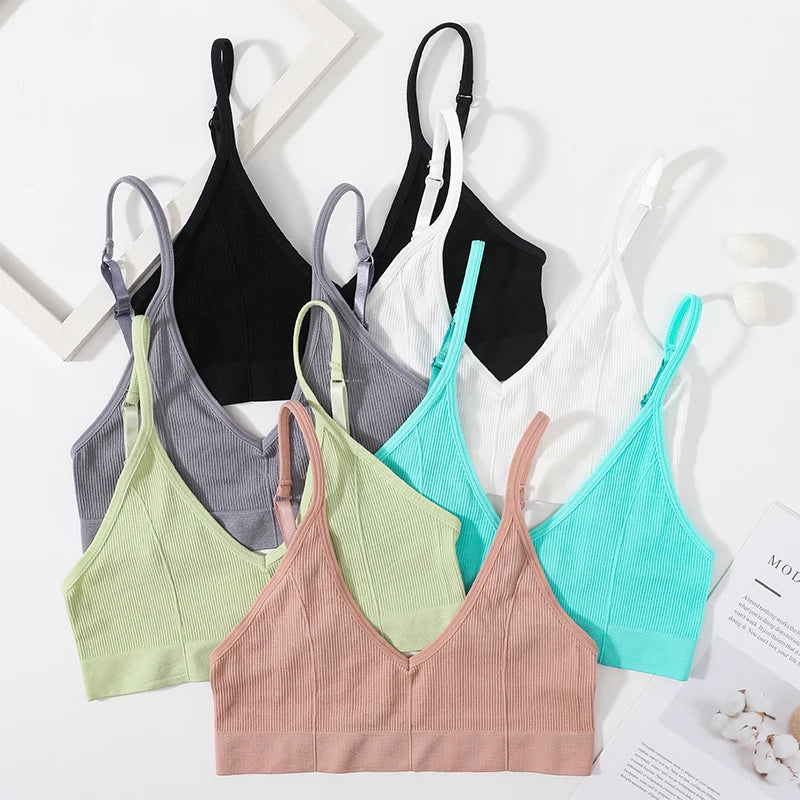 Seamless Tube Tops Women Push Up Bras U-shaped Back Bra Sexy Lingerie Female Brassiere Adjust Straps Ribbed Sports Underwear