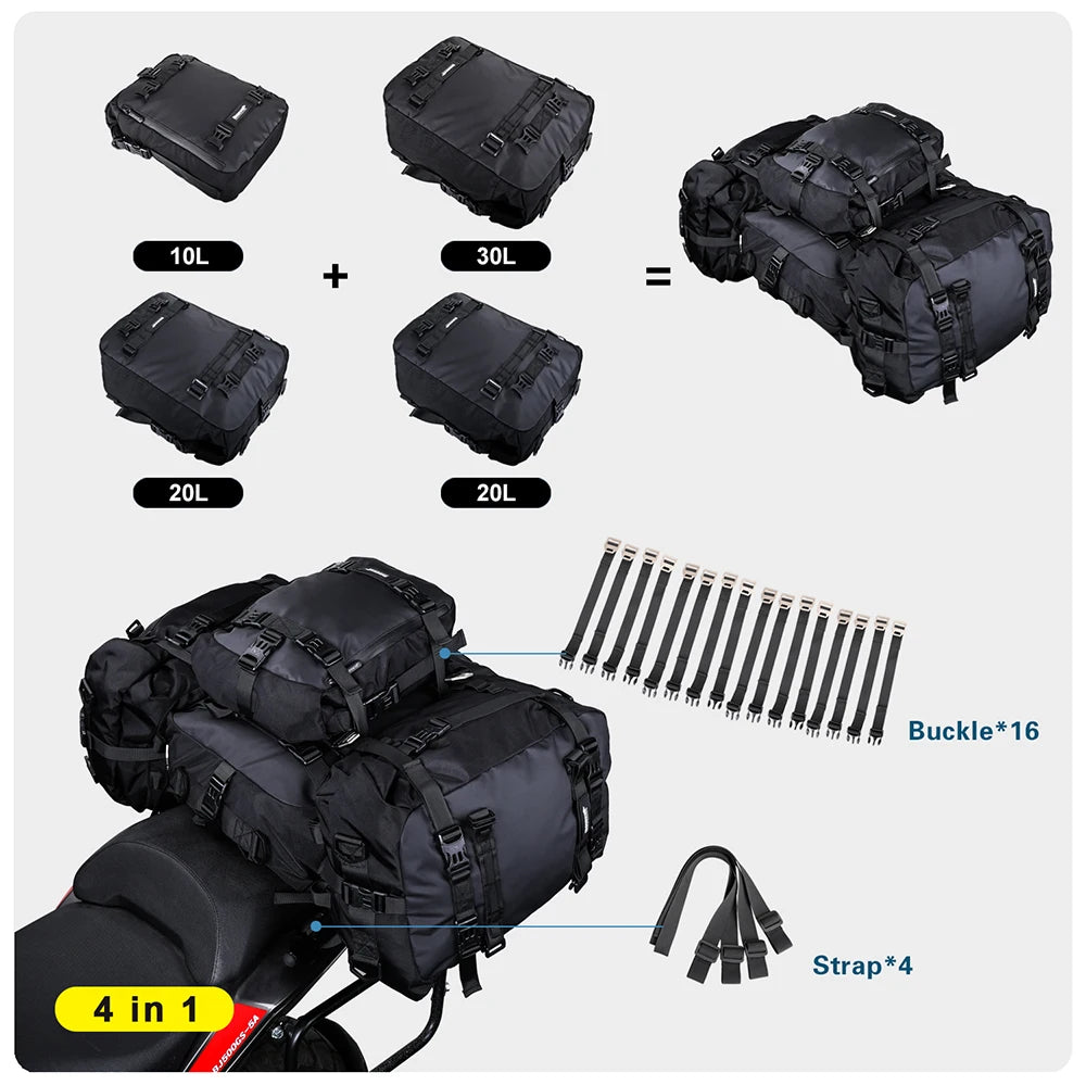 Motorbike Motorcycle Luggage Pack Multi-Function Waterproof Motocross Rear Seat Bag 10L 20L 30L Outdoor Riding Backpack